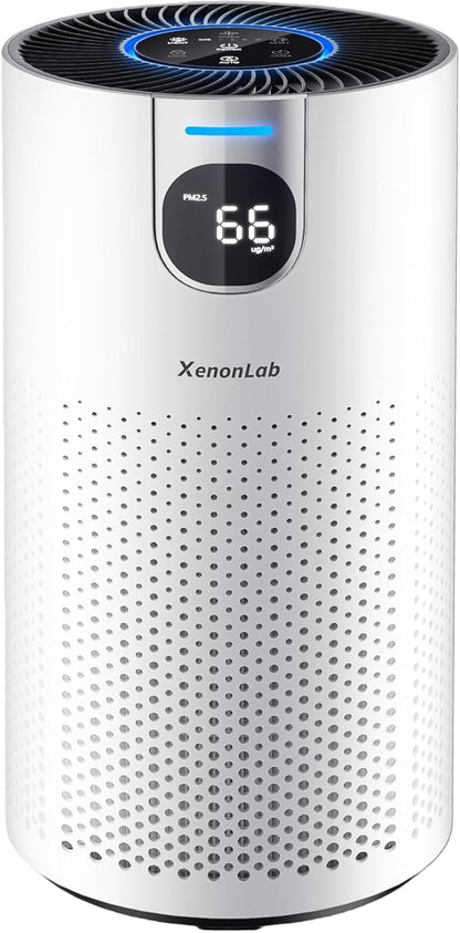 Air Purifiers for Home Large Room Covers up to 1800Ft², VisionAir 20dB Sleep Mode for Bedroom, with Real-Time AQI & PM2.5 Display, HAP606, White