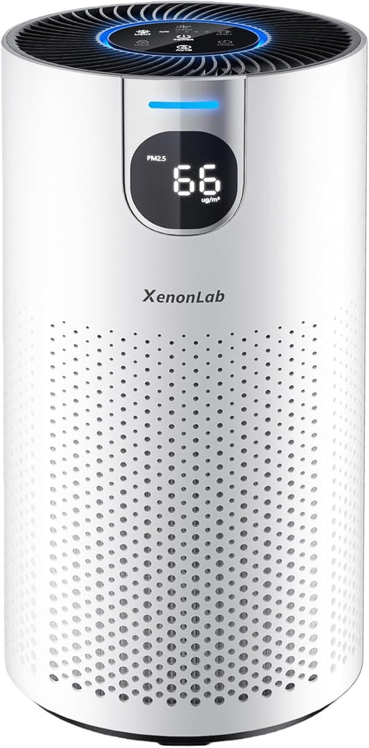 Air Purifiers for Home Large Room Covers up to 1800Ft², VisionAir 20dB Sleep Mode for Bedroom, with Real-Time AQI & PM2.5 Display, HAP606, White