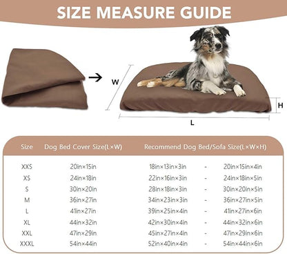 Dog Bed Cover Waterproof Replacement Machine Washable Covers for Dog Bed Heavy Duty Scratch Resistant Mattress Protector Pet Bed 54x44 Inch Brown Cover Only