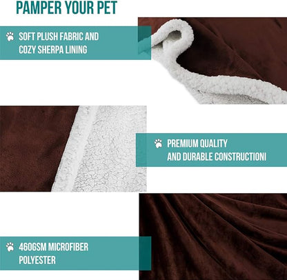 PetAmi Dog Blanket for Medium Large Dogs, Pet Bed Blanket Cat Puppy Kitten, Fleece Furniture Couch Cover Protector Sofa Car, Soft Sherpa Dog Throw Plush Reversible Washable, 40x60 Brown