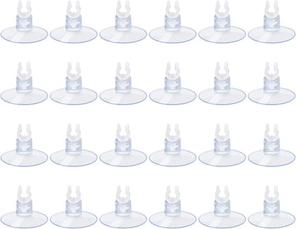 AQUANEAT Aquarium Suction Cups, for Fish Tank Airline Tubing, with Clips 3/16" air Hose Holder, 24pcs (Clear)