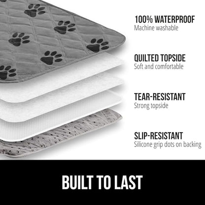 GORILLA GRIP Waterproof Couch Cover for Dogs, Gripped Slip Resistant Backing, Leak Proof Washable Dog Blanket Covers Sofa, Bed, Sectional, Crate, Car, RV Seats, Pet Puppy Essentials, 30x70 Gray Paw