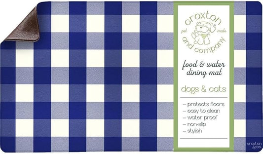 CROXTON & CO. Non-Slip Faux Leather Pet Feeding Mat for Dog Bowls | Large Bowl Mat for Food and Water | Durable, Easy-to-Clean Pet Food Mat for Floors | Size: 16.5"x28"