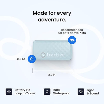 Tractive Smart Cat GPS Tracker with Free 6 Month Subscription | Real-Time Location & Wellness Monitoring for Cats 6.5 lbs+ | Territory & Location History | Up to 5-Day Battery (Mint)