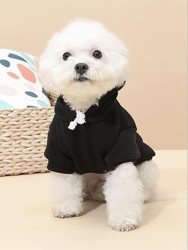 QWINEE Basic Dog Hoodie Sweatshirt Puppy Sweater Warm Cat Costumes Pet Clothes for Chihuahua Puppy Kitten Small Medium Dogs Black Green and Grey Large