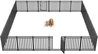 Dog Playpen Metal Dog Fence Outdoor for Yard 32" Height 24 Panels Portable Dog Pen Pet Kennel for RV Camping(Black-Silver)