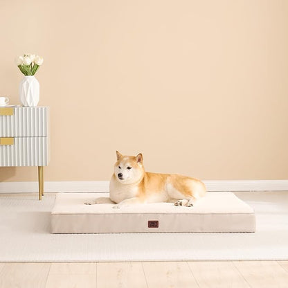 EHEYCIGA Orthopedic XL Dog Beds for Extra Large Dogs with Removable Washable Cover for Crate, Camel, 41x27