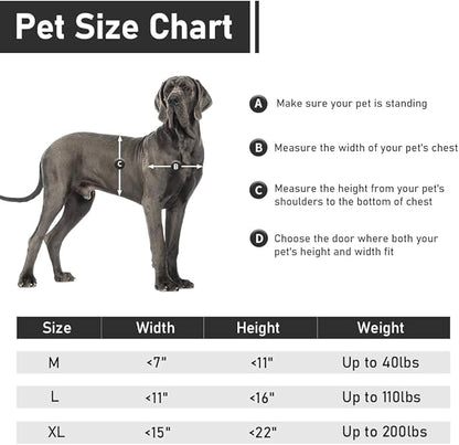 【PATAPLUS】 Aluminum French Large Dog Door,Strong Double Magnetic Flaps,with Aluminum Telescoping Tunnel Heavy-Duty Do g Door for X-Large and L arge Dog Up to 200LBS (Black, X-Large)