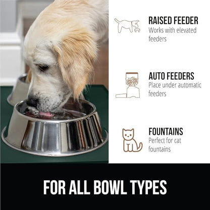 GORILLA GRIP 100% Waterproof Raised Edge BPA Free Silicone Pet Feeding Mat, Dog Cat Food Mats Contain Spills Protects Floors, Placemats for Cats and Dogs Water Bowl, Pets Accessories 32x24 Green