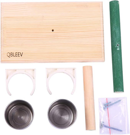 QBLEEV Bird Play Stands Tabletop T Parrot Perch, Wooden Bird Playstand Portable Training Playground, Cage Toys for Small Cockatiels, Conures, Parakeets, Finch
