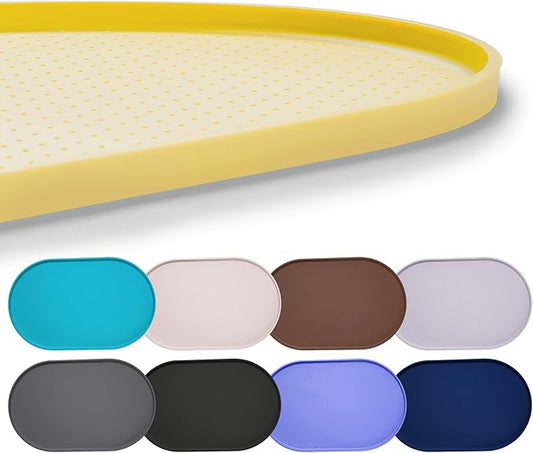 Hubulk 100% Waterproof Silicone Pet Feeding Mat with Raised Edge for Food and Water, Dog Bowl Mats, Cat Bowls Placemat with High Lip Protects Floor for Cats and Dogs (Yellow, 19" L x 12" W)