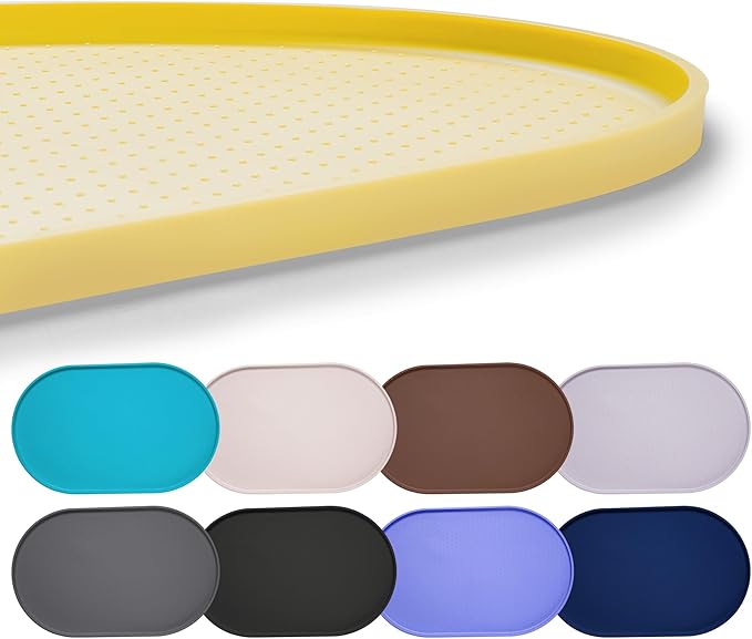 Hubulk 100% Waterproof Silicone Pet Feeding Mat with Raised Edge for Food and Water, Dog Bowl Mats, Cat Bowls Placemat with High Lip Protects Floor for Cats and Dogs (Yellow, 24" L x 16" W)