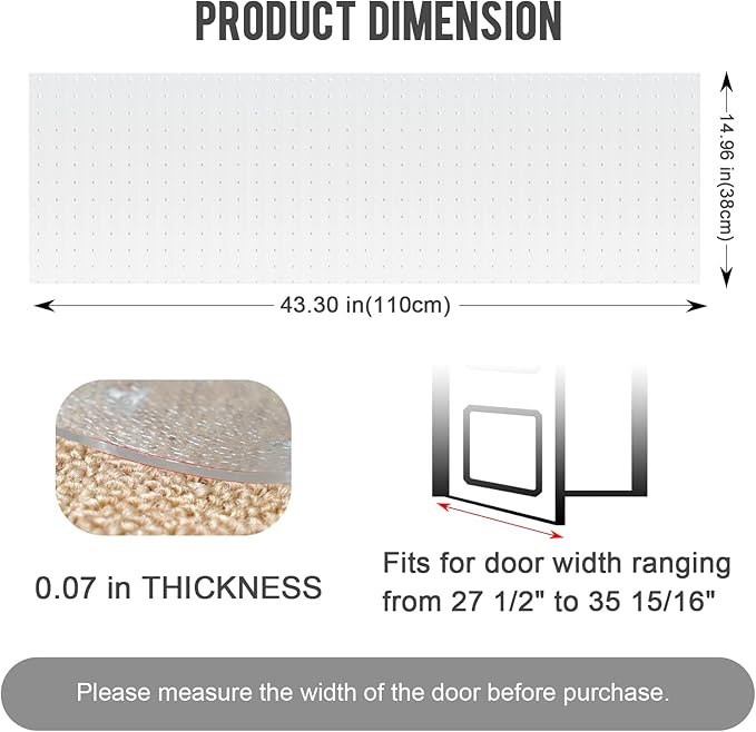 Uross Carpet Protector for Pets - Cat Carpet Protector for Doorway, Anti Scratch Under Door Cat Scratch Protector Mat, Easy to Cut Plastic Carpet Scratch Stopper Guard 3.6FT x 3PCS