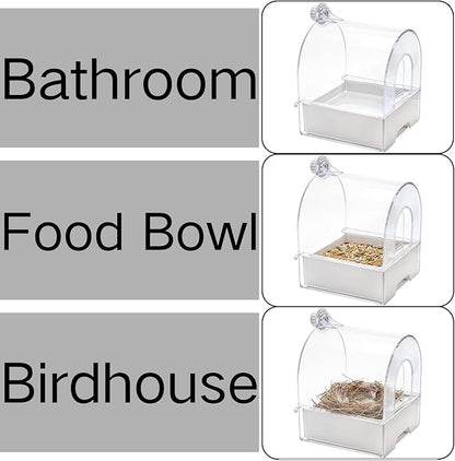 Coloch Hanging Bird Bath for Cage, Clear Bird Bathtub with Bottom Drawer 3 in 1 Multifunction Bird Bath/Bowl/House Bird Cage Accessory for Small to Medium Birds, Parrot, Cockatiel, Finch, Lovebird