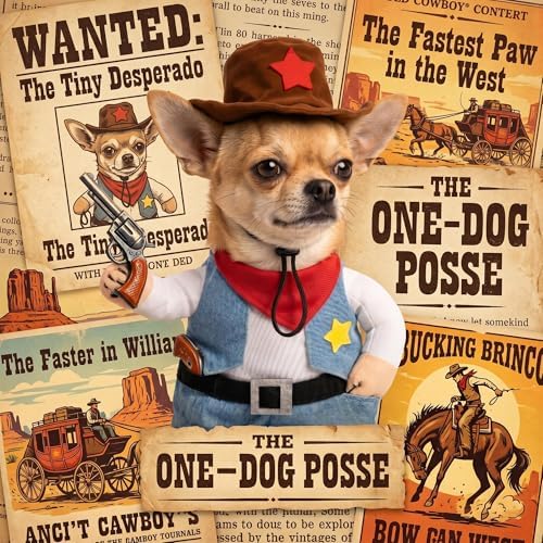 Funny Cowboy Jockey Rider Dog Costume, Beagle Halloween Oktoberfest Outfit - Brown Suit for Small Dogs and Cats(Small) - Image 5