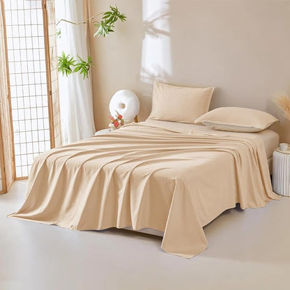 DUJUIKE Waterproof Bed Cover for Dog and Cats,Pet Hair Resistant Bed Sheet Cover, Protective Bed Liner Cover with 100% Waterproof Breathable Thin Fabric (Apricot Yellow, Queen 78 * 90 inch)