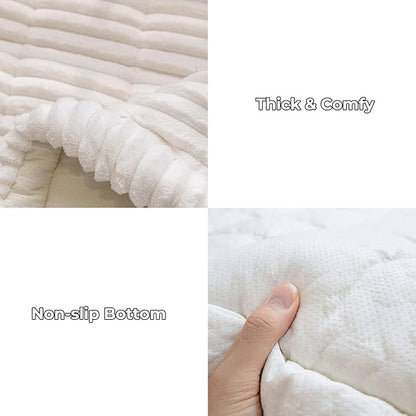 FUNNY FUZZY Pet Couch Covers for Sofa, Washable Dog Couch Cover Protector for Dogs, Flannel Couch Covers for Dogs Pet Friendly Pets Mat Bed Sofa Cover (White, 27.6"×59.1")