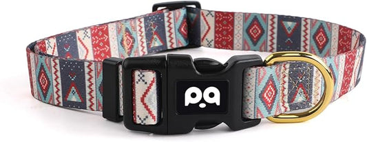 QQPETS Adjustable Soft Dog Collar: Print Flower Pink Multicolor Cute Patterns for XS Small Medium Large Pet Girl Boy Puppy Walking Running Training