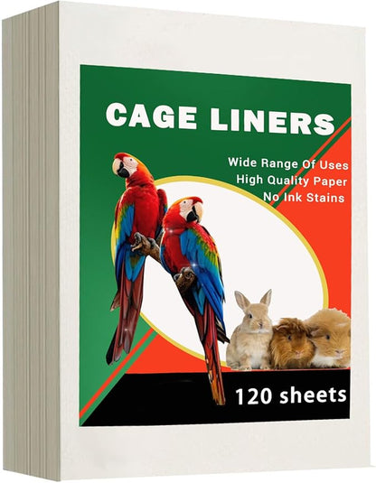ZIQON 120 Pcs Bird Cage Liner Papers Big Size Cage Paper Liners Disposable Cage Paper Liners Precut Absorbent Cushion Pad Mat Accessories for Pet Bird Parrot