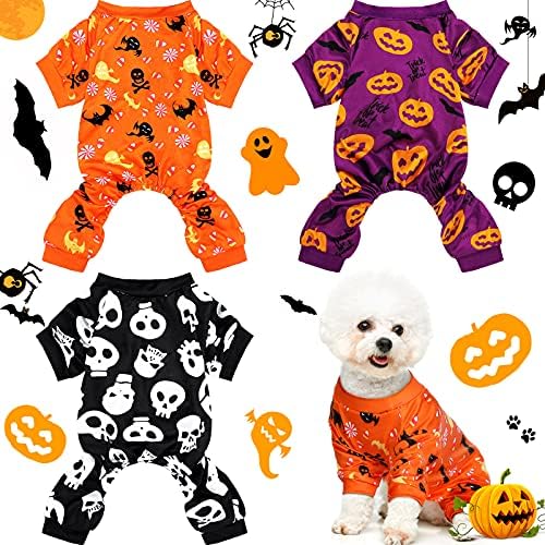 Weewooday 3 Pieces Dog Jumpsuit Skull Pumpkin Pet Pajamas Romper Puppy, L by Weewooday