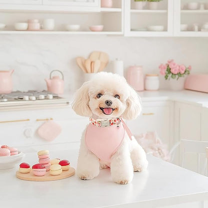 Strawberry Dog Collar for Small Dogs - Cute Spring Pink Dog Collars, Summer Pastel Puppy Collars, Soft Adjustable Boy Girl Dogs Collar with Quick-Release Buckle S