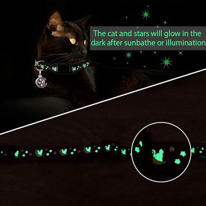 2Pcs Breakaway Cats Collars Cat Collars for Boy & Girl Cats Adjustable Kitten Collars with Bell,Black+Tangerine