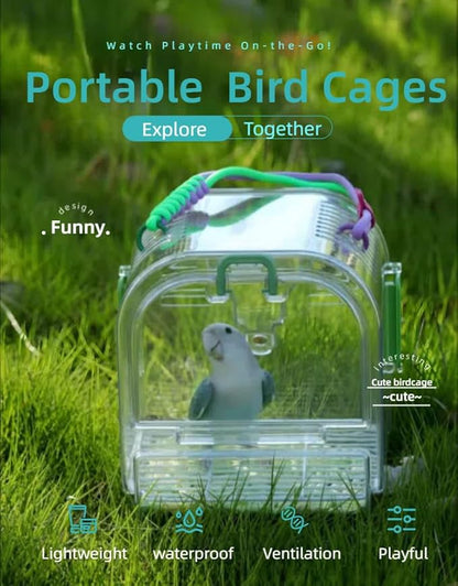 Portable Plastic Bird Cages Lightweight Waterproof Ventilated Travel Bird Cage for Pets Ideal for Outdoor Use Easy to Carry Bird Carrier Perfect for Small Birds and Budgies (Green)
