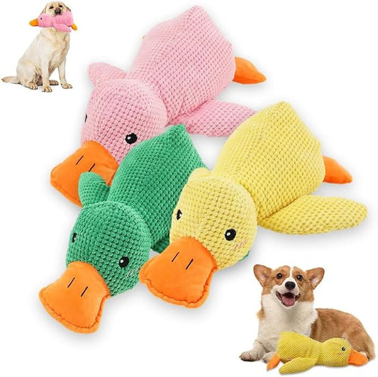 Dog Toys for Aggressive Chewers,2025 Upgraded Dog Chew Toys for Small Large Dogs,Indestructible Puppy Teething Toys,Plush Yellow Stuffed Duck Toy (Yellow+Pink+Green, Medium)