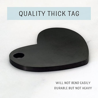 Ultra Joys Dog ID Tag, Custom Dog Tag Personalized Cat Tag, Pet ID Tag, Brushed Stainless Steel Heart Cat Tags Pet Tags Black Small