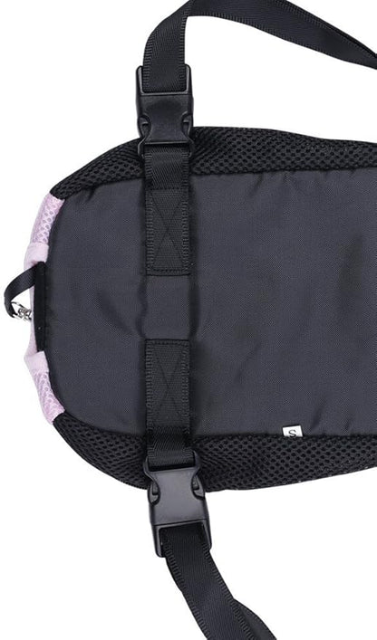 Pet Dog Puppy Cat Carrier Five Holes Backpack Double Shoulder Straps Canvas Cotton Front Chest Backpack Bag(Black, Large)