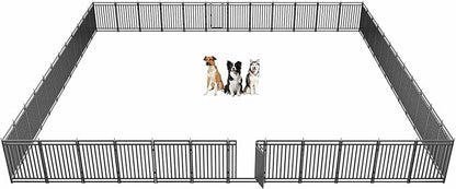 Dog Fence Outdoor for Yard Indoor Dog Playpen 40" Height 48 Panels Portable Dog Pen Metal Dog Kennel for RV Camping(Black-Silver)