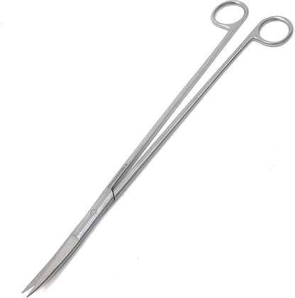 A2Z-Aquascaping Maintenance Tools Accessories,Anti-Rust Stainless Steel Tweezers Scissors Spatula for Aquarium Tank Clean, Fish Tank, Bonsai, Algae Scrapers (12" Scissors - Curved - Silver)