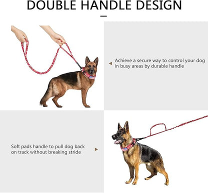 DAGANXI Tactical Dog Collar, Adjustable Military Training Nylon Dog Collar with Control Handle and Heavy Metal Buckle for Medium and Large Dogs, with Patches and Airtags Case (XL, Christmas red-Set)