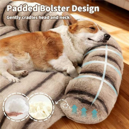 Large Dog Couch Bed, Fluffy Washable Couch Protector for Dogs with Removable Cover, Non-Slip Dog Sofa Bed, 41x37 Inch, Brown