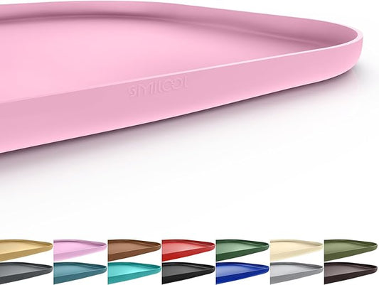 Silicone Pet Food Mat with Raised Edge for Food and Water Bowl, Dog Feeding Mats, Cat Food Trays for Floor Waterproof, Rubber Tray for Dogs and Cats, 24 x 16 x 0.8 Pink