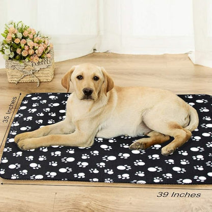 Comsmart Dog Blankets for Small Dogs, 6 Pack Puppy Blanket Cute Paw Print Pet Blanket for Dog, Puppy, Cat, Kitten, 39x35 inches, Black