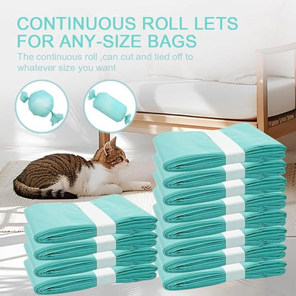 Cat Litter Pail Liner Refills Bags Compatible with Litter Champ Litter Pail, Green, Lightly Scented, Pack of 12