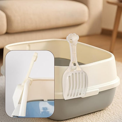 Cat Litter Scoop, Durable Plastic Kitty Litter Sifter Scooper with Wide Slats Comfy Handle Deep Shovel Pooper Lifter Captures All Clumps for Easy Sifting Pine Pellets Box (Milky White)