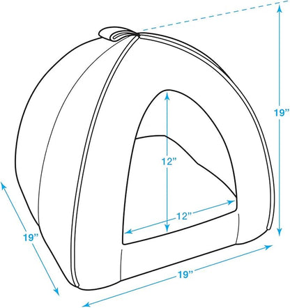 Best Pet Supplies Dog House Bed Crate Mat Tent Indoor Round Soft Plush for Small, Medium, and Large Breeds - Gray Lattice, 19 x 19 x H:19"