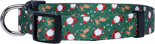 Native Pup Christmas Dog Collar- Winter Holiday Collars for Pets- Xmas Gift for Puppy- Santa, Reindeer, Snowman, Candy Cane, Red Green- Girl Boy- Small, Medium, Large Breeds (Santa & Reindeer, Medium)
