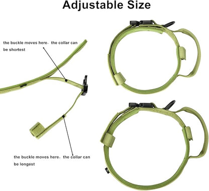 DAGANXI Tactical Dog Collar, Adjustable Military Training Nylon Dog Collar with Control Handle and Heavy Metal Buckle for Medium and Large Dogs, with Patches and Airtags Case (L, Spring Grass)