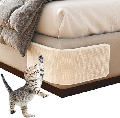HAOZAIKEJI Cat Scratcher Mat Sofa Protector Natural Sisal Cat Scratching Mat Cat Scratch Couch Cover Heavy Duty Couch Guard Scratch Pad for Grinding Claws Protecting Furniture (Thicken Beige Long)