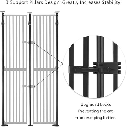 unipaws 75" High Extra Tall Cat Gate, Auto Closing and No Drilling Safety Gate for Doorway Hallway Stairs, Cat Dog Proof, Fit for 35"-38" Wide Opening, Indoor Use, Black