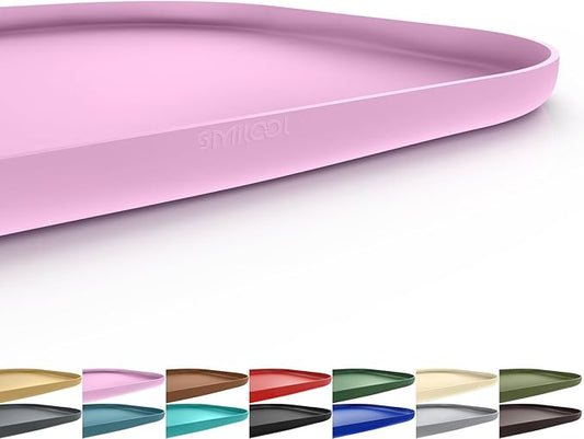 Silicone Pet Feeding Mat with Raised Edge for Food and Water, Dog Bowl Mats, Cat Bowls Placemat with High Lip for Floor Waterproof, Rubber Tray for Cats and Dogs 19 x 12 x0.7 Light Pink