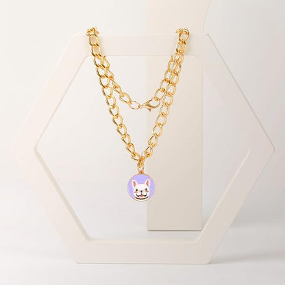 HOWWFALY Dog Collar and Cat Chain Necklace Stainless Steel Adjustable 18K Gold Heart-Shaped Necklace for Small Pets Cats Kitten Puppy (Gold, 17.7 inch)