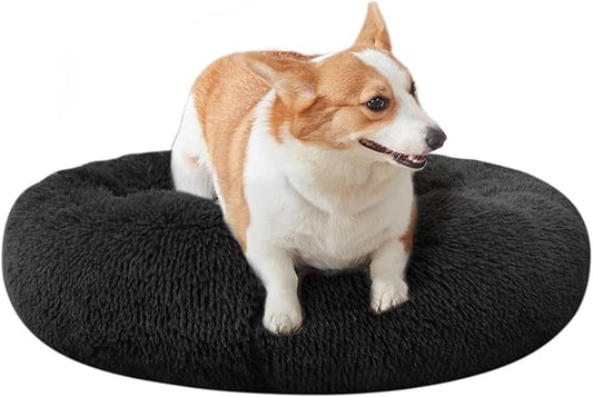 Dog Bed for Small Medium Large Dogs, 24 inch Calming Dogs Bed, Washable-Round Cozy Soft Pet Bed for Puppy and Kitten with Slip-Resistant Bottom