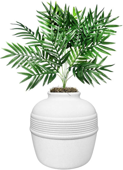 Good Pet Stuff Hidden Litter Box Planter, Decorative Cat Litter Enclosure with Carbon Filter, Artificial Plant, Easy Clean, Indoor Design, Original Round Style, Base Kit, White Birch