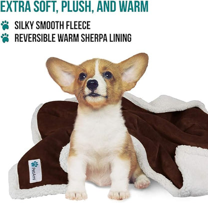 PetAmi Dog Blanket for Medium Large Dogs, Pet Bed Blanket Cat Puppy Kitten, Fleece Furniture Couch Cover Protector Sofa Car, Soft Sherpa Dog Throw Plush Reversible Washable, 40x60 Brown