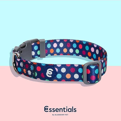Blueberry Pet Essentials Rainbow Polka Dots Adjustable Dog Collar, Small, Neck 12"-16"