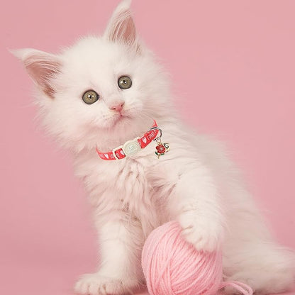 Cat Collar, 2 Pack Cat Collars Cute Breakaway Kitty Collar with Bell, Valentine's Day Kitten Collars Pink Hearts with Safety Buckle for Girl and Boy Cats